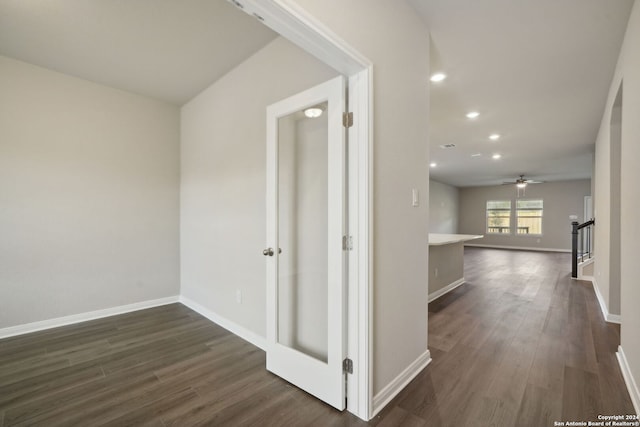 hall featuring dark hardwood / wood-style floors