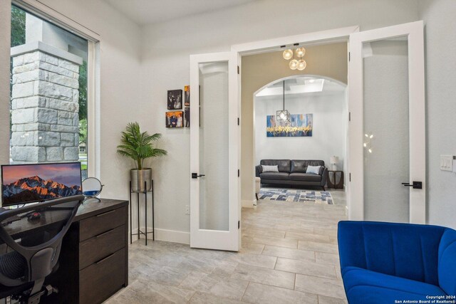 office area with a wealth of natural light and french doors