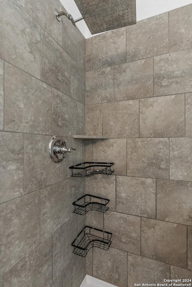 details with a tile shower