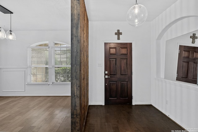 foyer with dark wood-type flooring