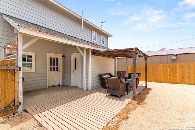 wooden deck featuring a pergola