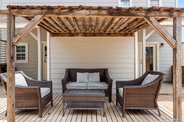 deck with an outdoor living space