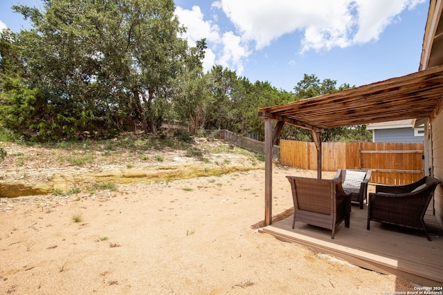 view of yard featuring a deck