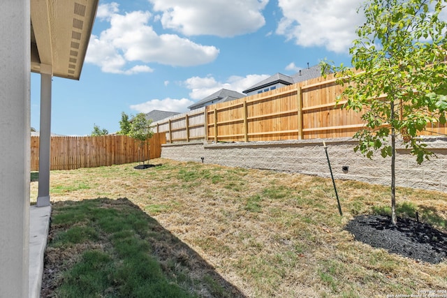 view of yard featuring a fenced backyard