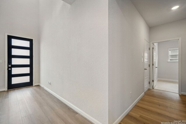 foyer featuring light wood-type flooring