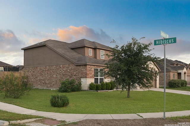 view of front of house with a front lawn