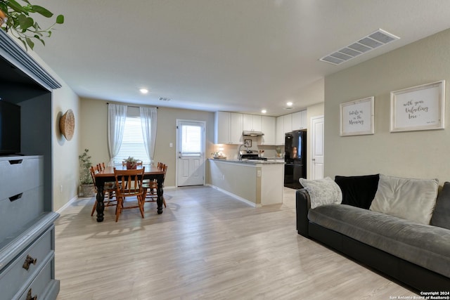 living room with light wood-type flooring