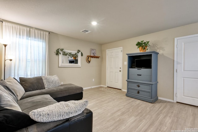 living room featuring light hardwood / wood-style floors