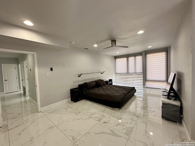 bedroom featuring ceiling fan