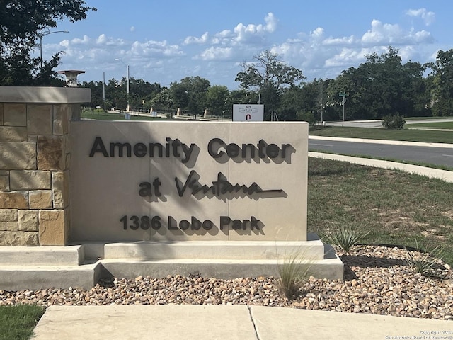 view of community sign