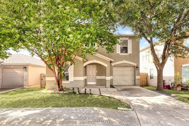 view of front of home with a garage