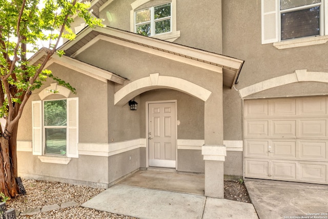 entrance to property with a garage