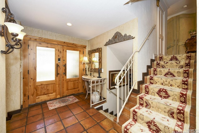 foyer with french doors