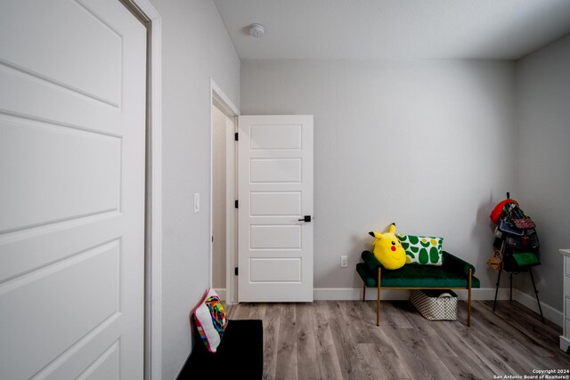 playroom with light wood-type flooring