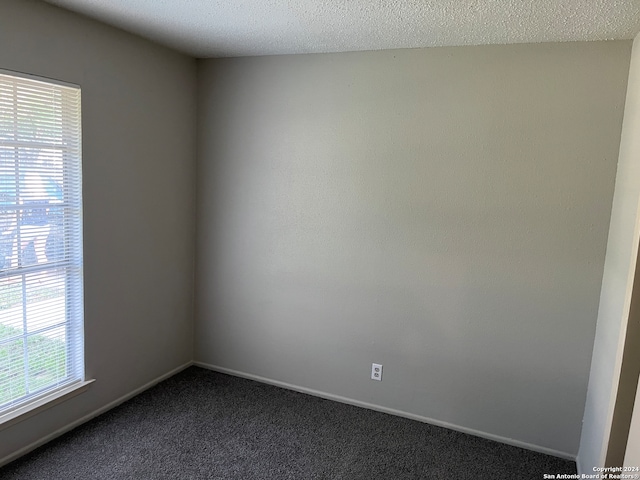 spare room with a textured ceiling and carpet floors