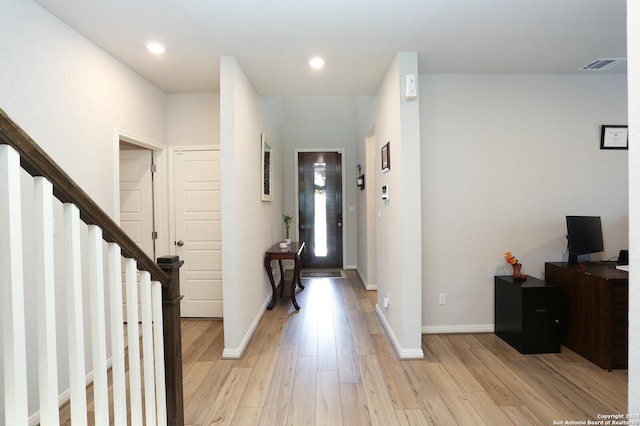 entryway with light wood-type flooring