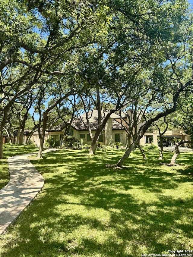 view of home's community featuring a lawn