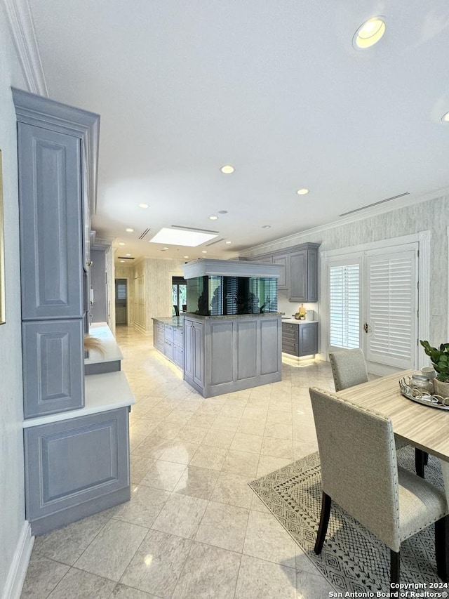 dining room with crown molding