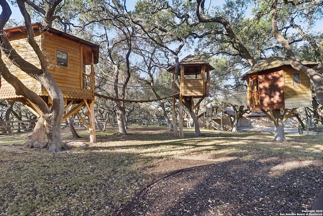 view of yard with a playground