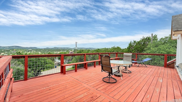 deck with a mountain view