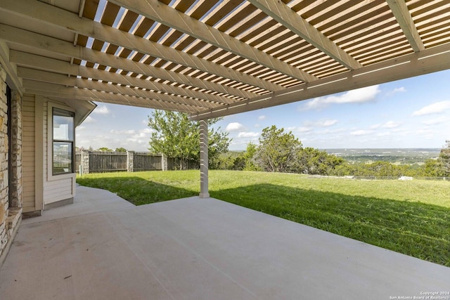 view of patio featuring a pergola