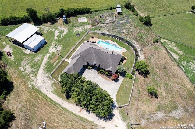 bird's eye view with a rural view