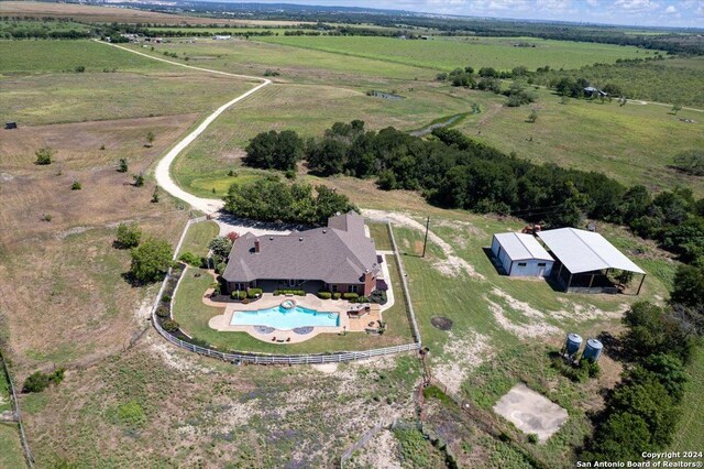 aerial view with a rural view