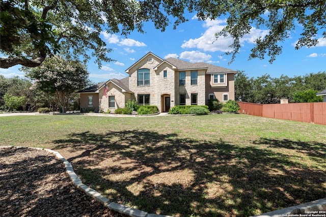 view of front of home with a front yard