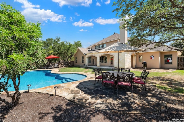 view of pool featuring a patio