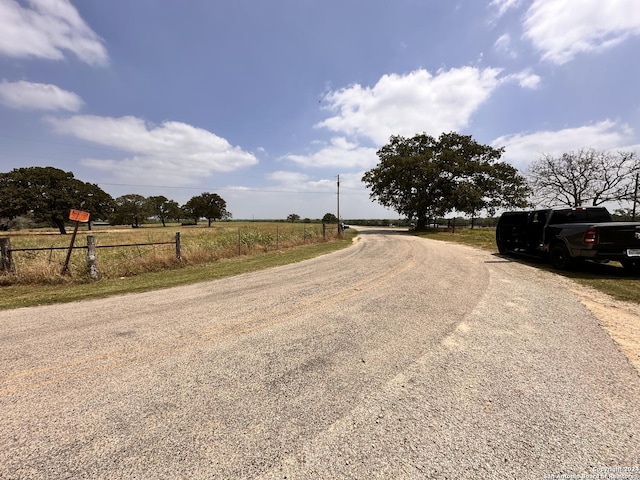 view of road with a rural view