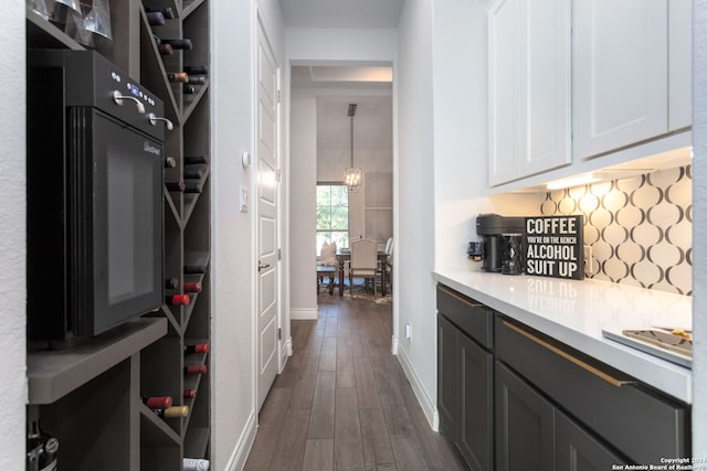 interior space with dark hardwood / wood-style flooring