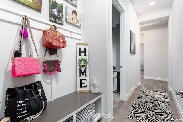 mudroom featuring light wood-type flooring