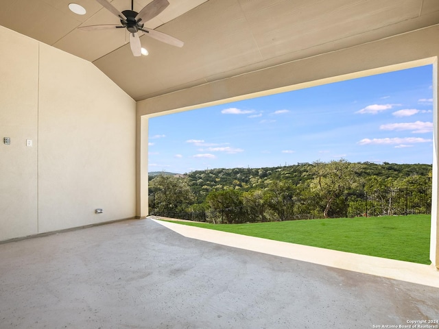 view of patio / terrace featuring ceiling fan