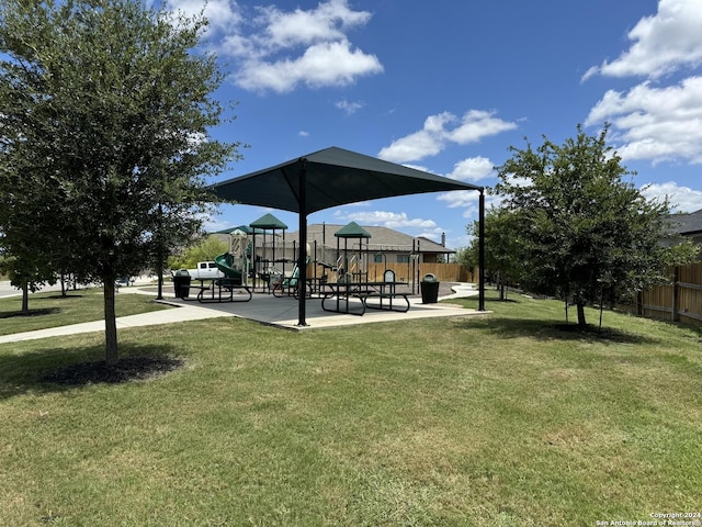 view of yard with a playground