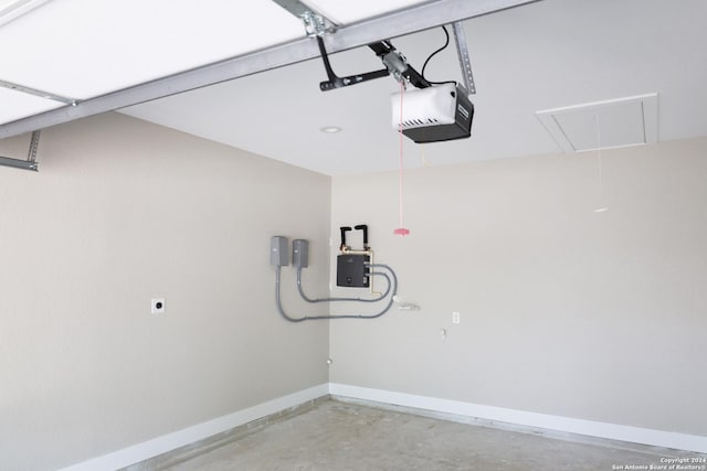 garage with a garage door opener