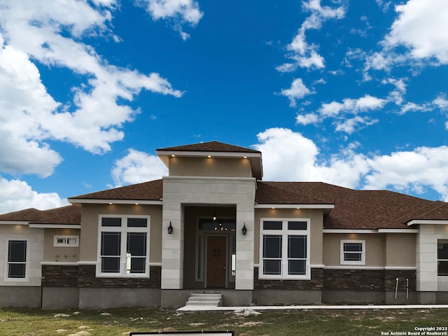 view of prairie-style house