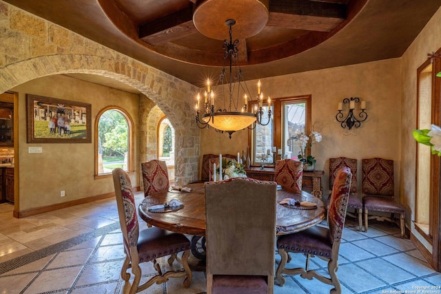 dining area with a chandelier