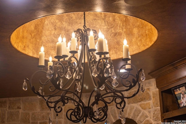 details with a notable chandelier