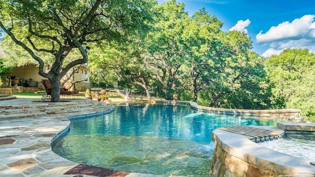 view of pool featuring a patio area