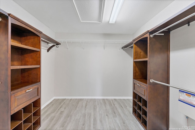 spacious closet with light wood-type flooring