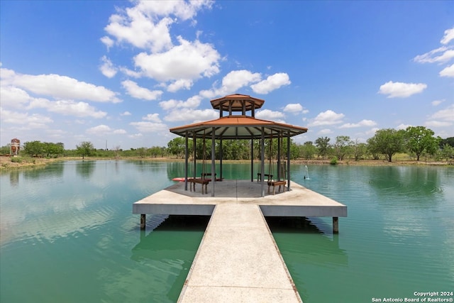 view of dock featuring a water view