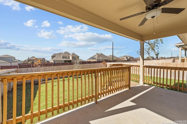 view of patio with ceiling fan