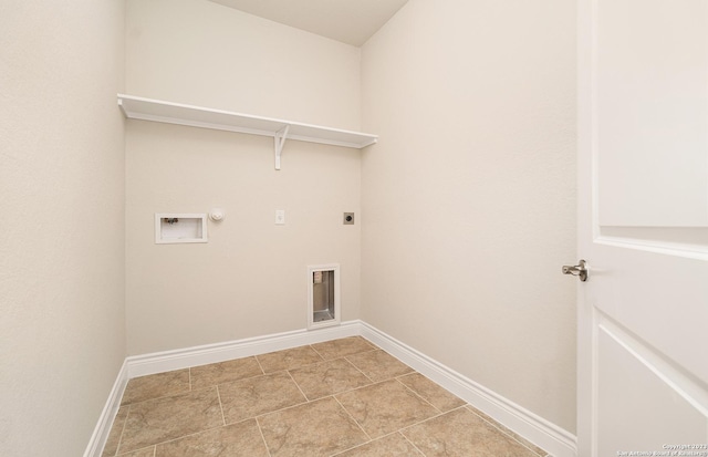 clothes washing area with washer hookup, hookup for a gas dryer, and electric dryer hookup