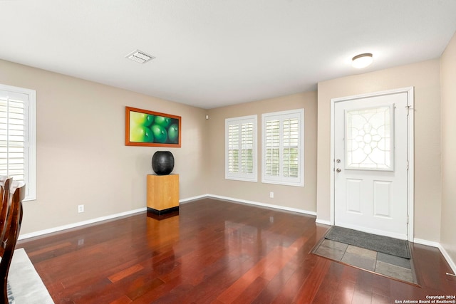 foyer with dark wood-type flooring