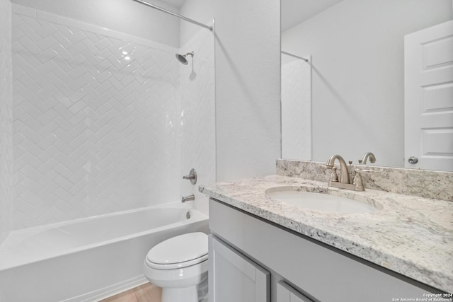 full bathroom with vanity, toilet, and shower / washtub combination