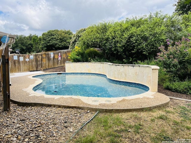 view of swimming pool featuring a fenced backyard