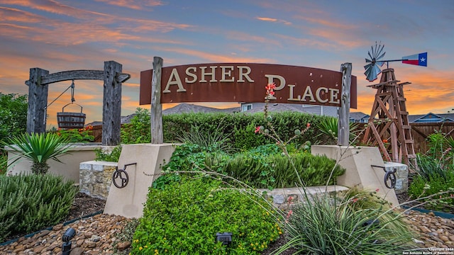 view of community sign