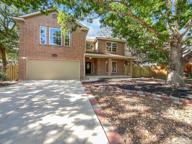 view of front of property with a garage