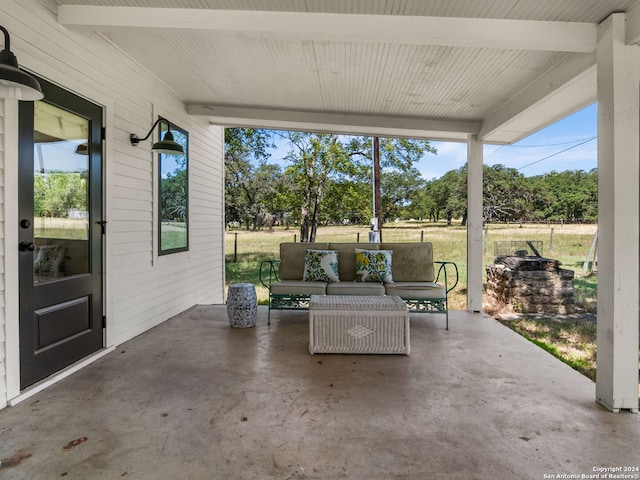 view of patio with an outdoor living space