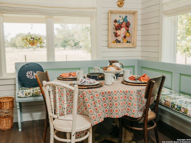 dining space with hardwood / wood-style flooring and a wealth of natural light